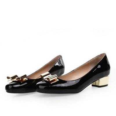 Ferragamo Shallow mouth Block heel Shoes Women--035